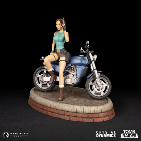 TOMB RAIDER: Lara Croft - Classic Motorbike Premium Statue