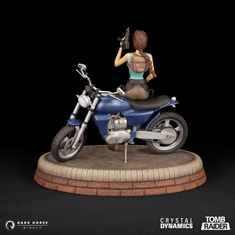 TOMB RAIDER: Lara Croft - Classic Motorbike Premium Statue