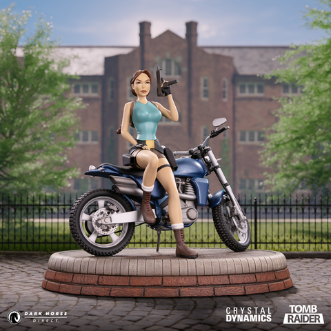 TOMB RAIDER: Lara Croft - Classic Motorbike Premium Statue