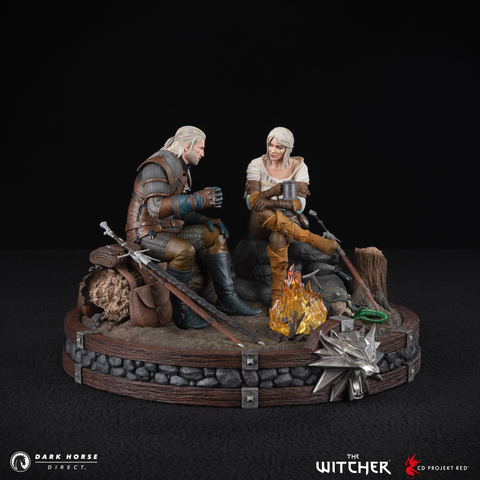 The Witcher: Geralt and Ciri Fireside Premium Statue