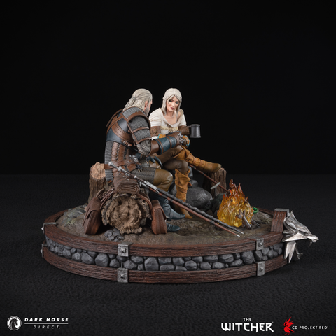 The Witcher: Geralt and Ciri Fireside Premium Statue