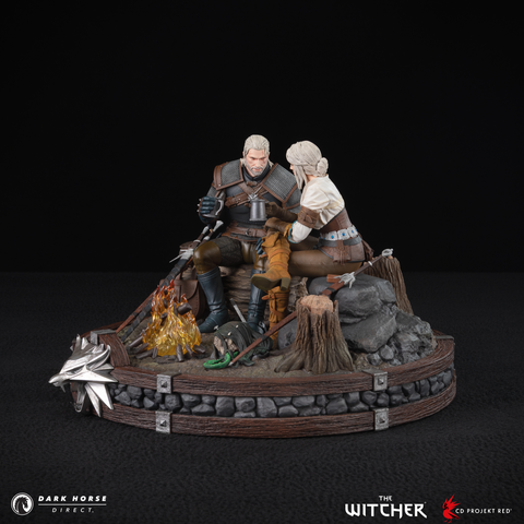 The Witcher: Geralt and Ciri Fireside Premium Statue