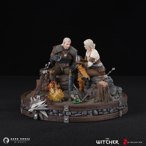 The Witcher: Geralt and Ciri Fireside Premium Statue