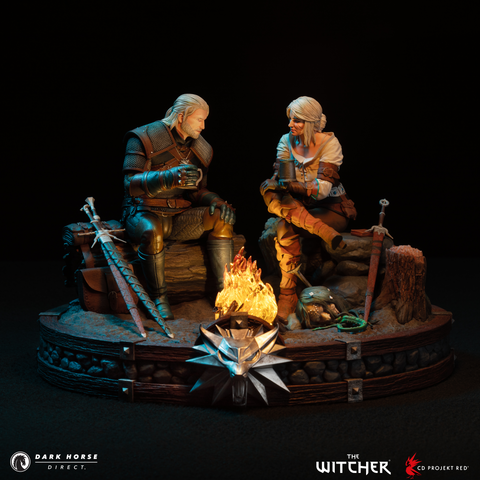 The Witcher: Geralt and Ciri Fireside Premium Statue
