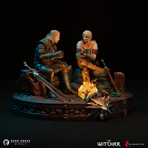 The Witcher: Geralt and Ciri Fireside Premium Statue