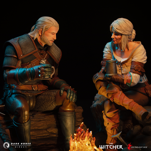 The Witcher: Geralt and Ciri Fireside Premium Statue