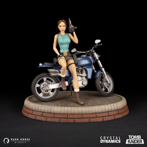 TOMB RAIDER: Lara Croft - Classic Motorbike Premium Statue