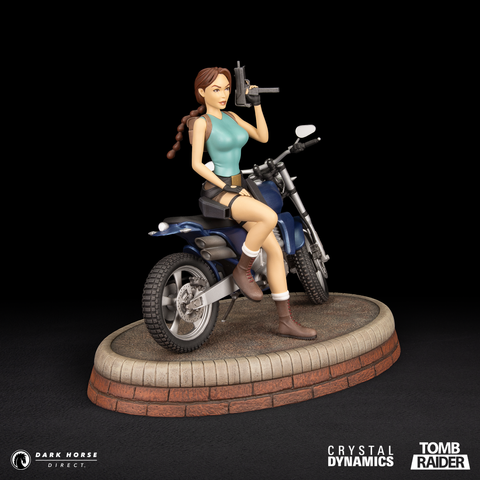 TOMB RAIDER: Lara Croft - Classic Motorbike Premium Statue