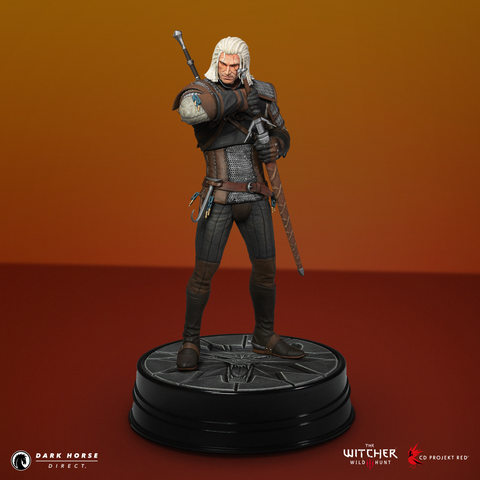 Geralt slowly taking his sword out of the scabbard, depicted as he is in the Hearts of Stone expansion.