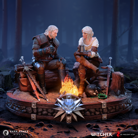 The Witcher: Geralt and Ciri Fireside Premium Statue